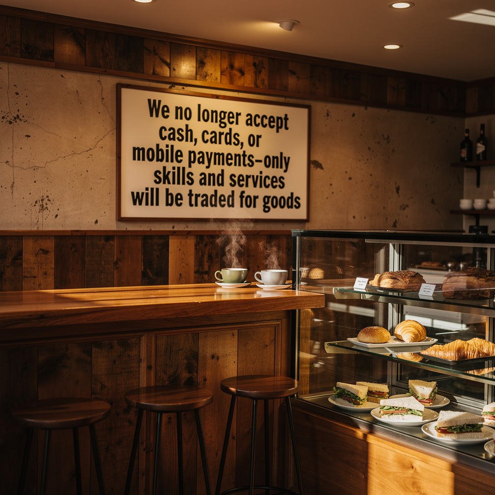 Imagine if: As you walk into the coffee shop, you notice a new sign on the wall: "We no longer accept cash, cards, or mobile 