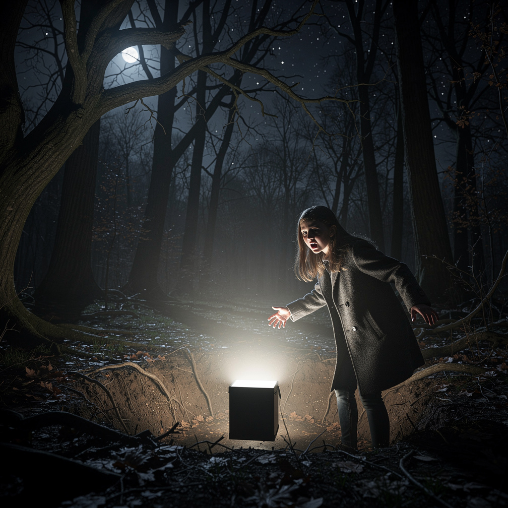 مدت يدها… وبمجرد أن لمسته—
انفتح.
خرج منه ضوء قوي… وصوت خافت يقول:
"أخيرًا… وجدناك."
تراجعت "ليان" بخوف:
"مين؟!"
لكن الصوت تج