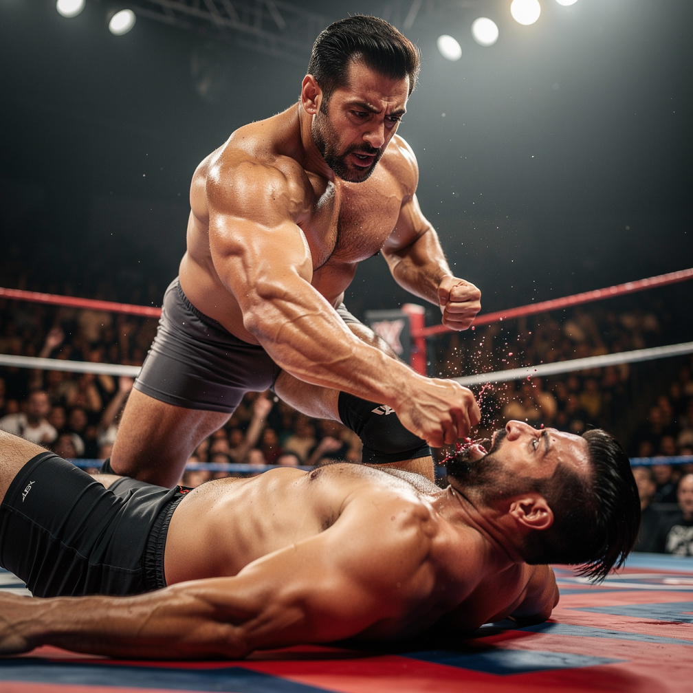 Imagine if: Salman Khan as a wrestler is a wrestler punching a wrestler on the ground with his muscles and chest and wrestlin