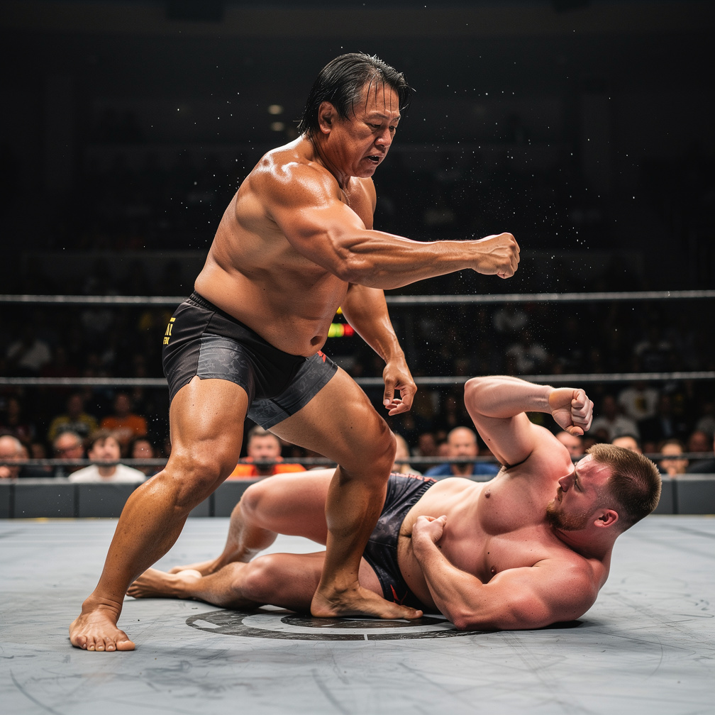 Imagine if: Salman Khan as a wrestler is a wrestler punching a wrestler on the ground with his muscles and chest and wrestlin