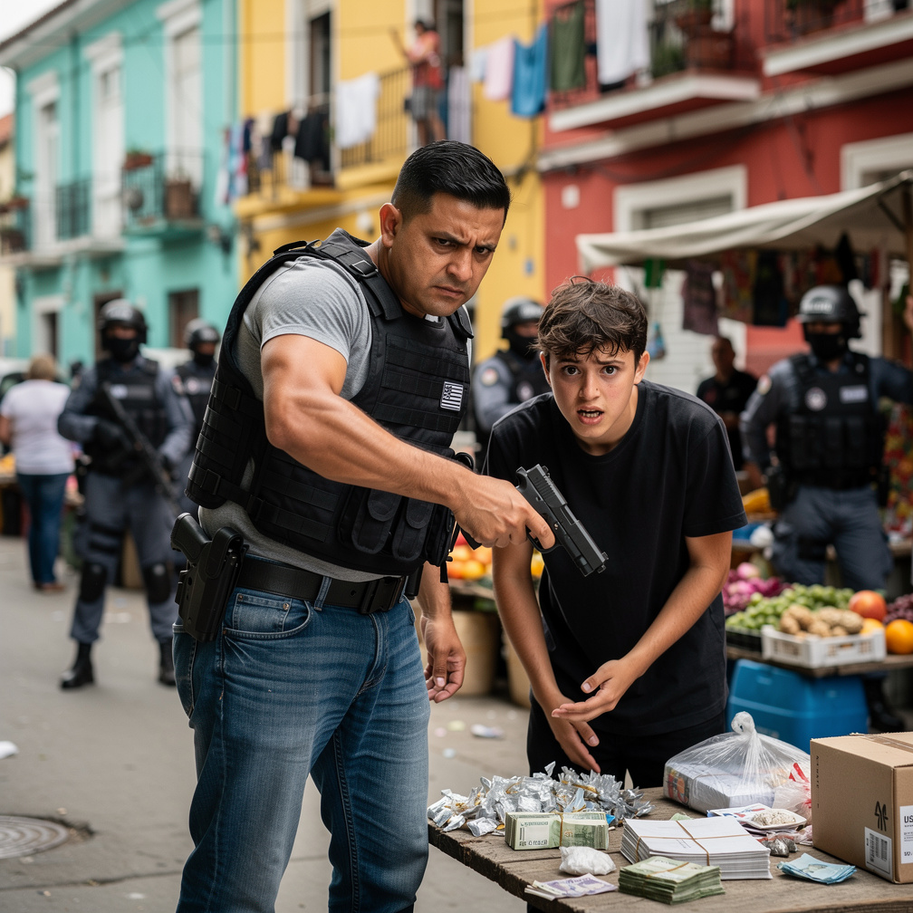 luego continuamos y detenemos a un chico vendiendo cosas ilegales y estamos con las fuerzas especiales de Argentina y yo teng