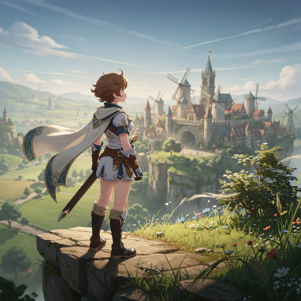 Imagine if: Write a story about the game of miHoYo Genshin Impact. The main character is Lumine, the female traveler, female 