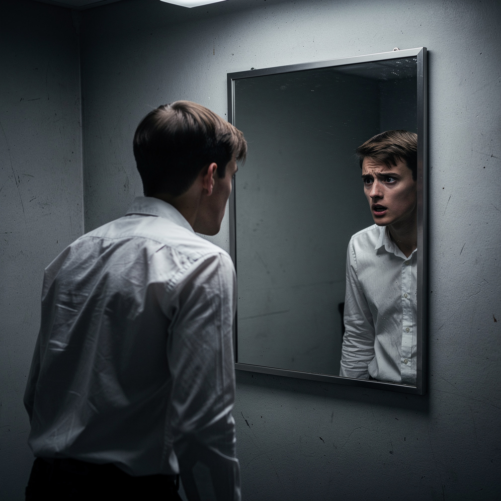 في البداية، يشك فيما إذا كان هذا حقا اختبارا أو شيء أكثر، ربما يكون عقلُه يخدعه، إنه لا يفهم، إنه غير متأكد من أنها حقيقية، ا