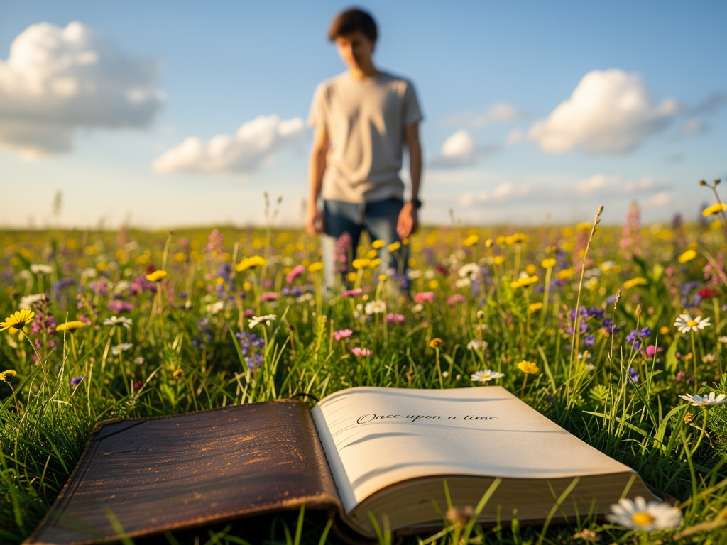 Imagina si: Encuentras un libro que al abrirlo está en blanco pero al voltear te ves que estás en una pradera y las primeras