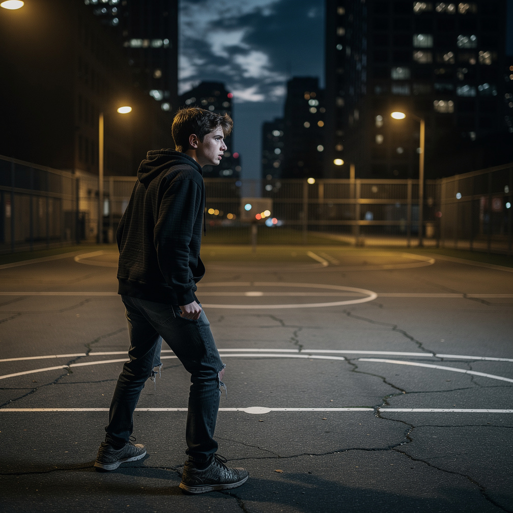 Kamu ikut tawuran di lapangan basket kota dan kamu disana di barisan paling depan menunggu musuh yang akan tiba.