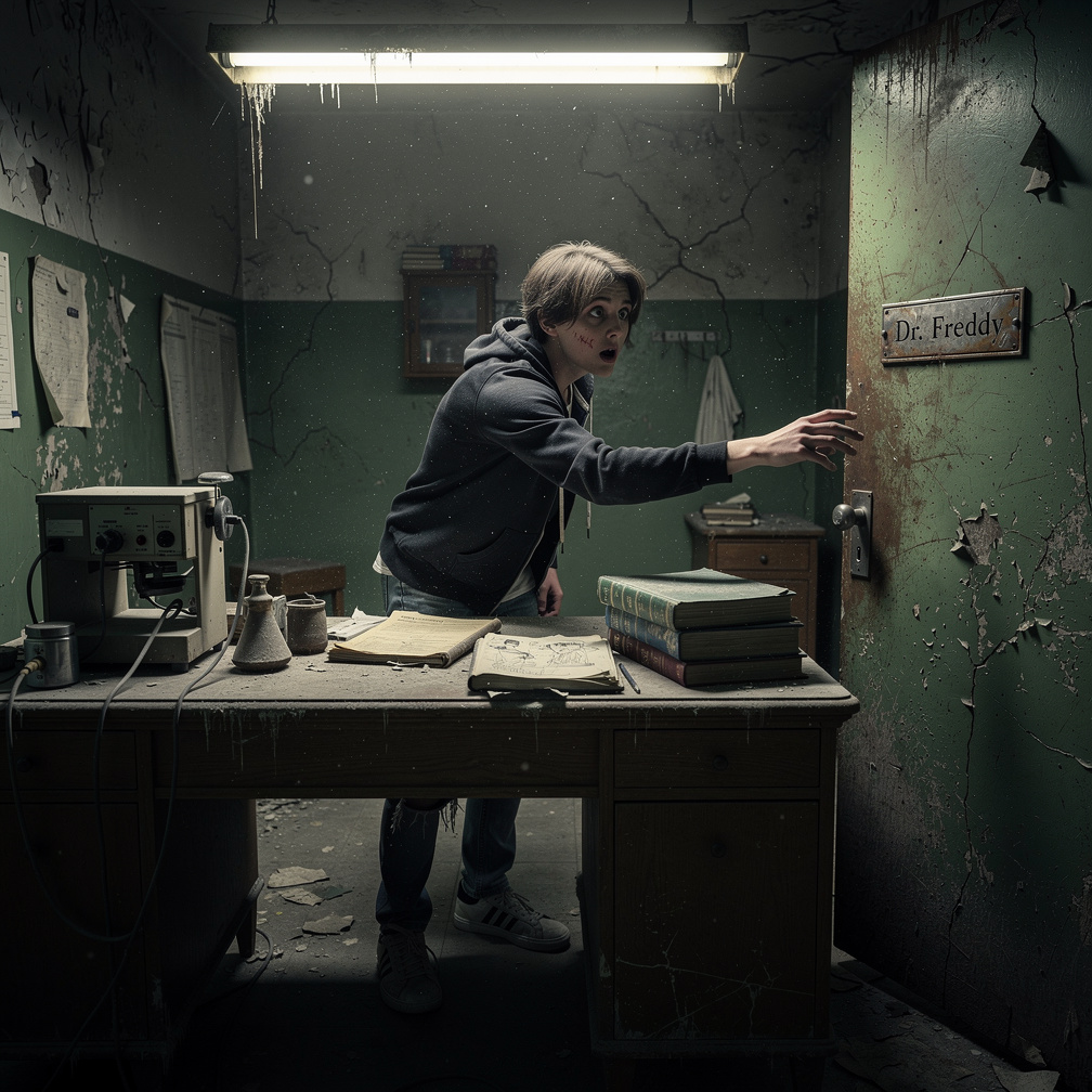 bir doktorun odasına rastladım kapıda ismi yazıyordu dr. freddy