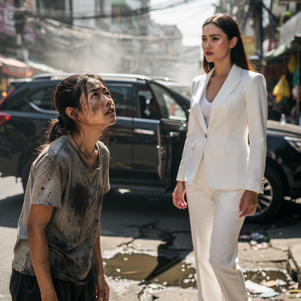 She was walking toward me, her white suit gleaming. She looked like an angel of death or a savior—I couldn't tell which. I sm