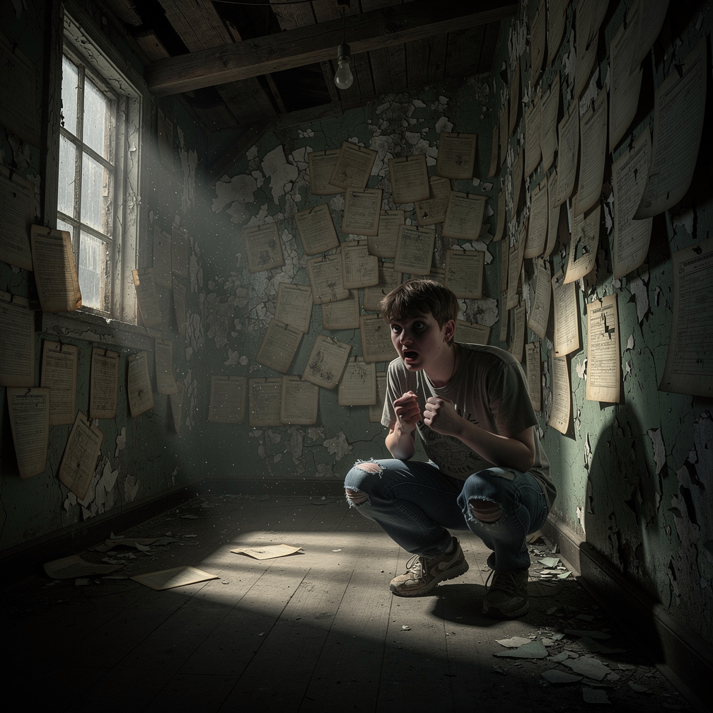 Korkudan bir köşeye çömelıyorsun. Rüyada mı yım acaba diye düşünüyorsun ve kendini uyandırmak için çabalıyorsun.