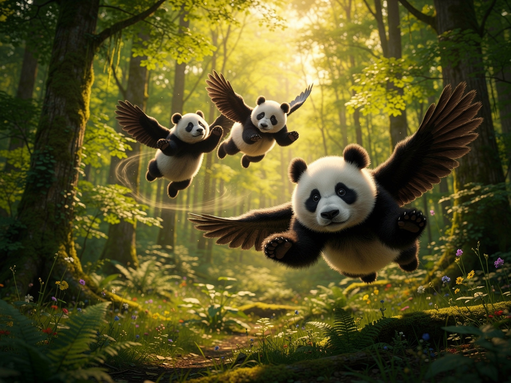 Hayal et: Uçabilen pandalar.