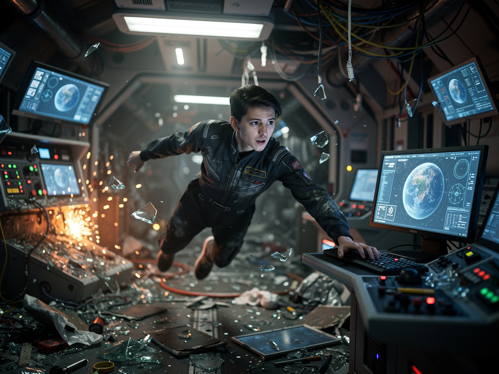 Imagine if: My spaceship has just been damaged in a meteor shower, and as I float through the debris-filled cabin, I see that