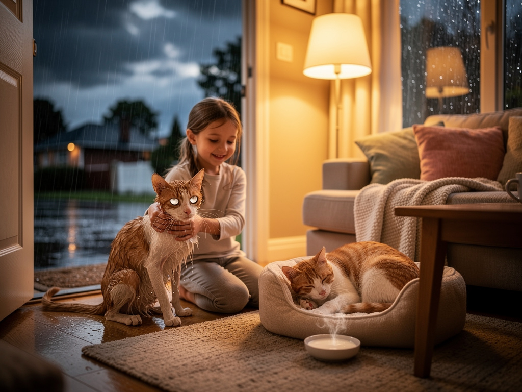 تخيل لو: مشمش" قط صغير يعيش تحت المطر، جائع ومرتجف. يراقب أضواء البيوت الدافئة بحزن. في ليلة شديدة البرد، أشفقت عليه طفلة، أد