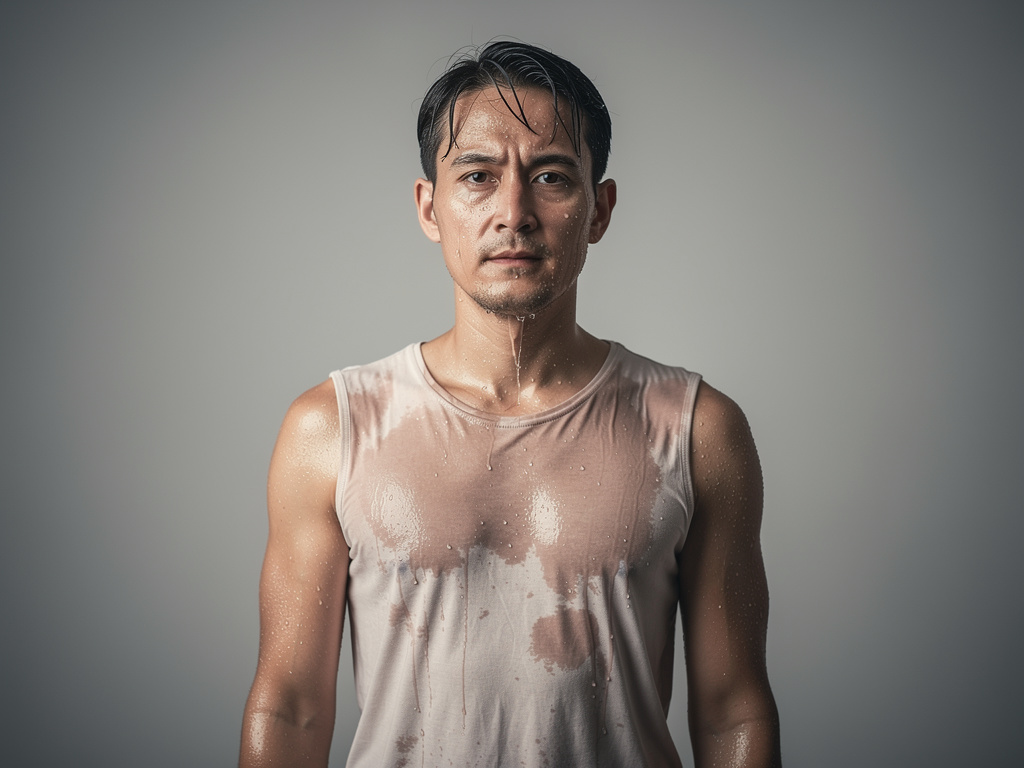 Hayal et: Ipıslak terleyen birisi.