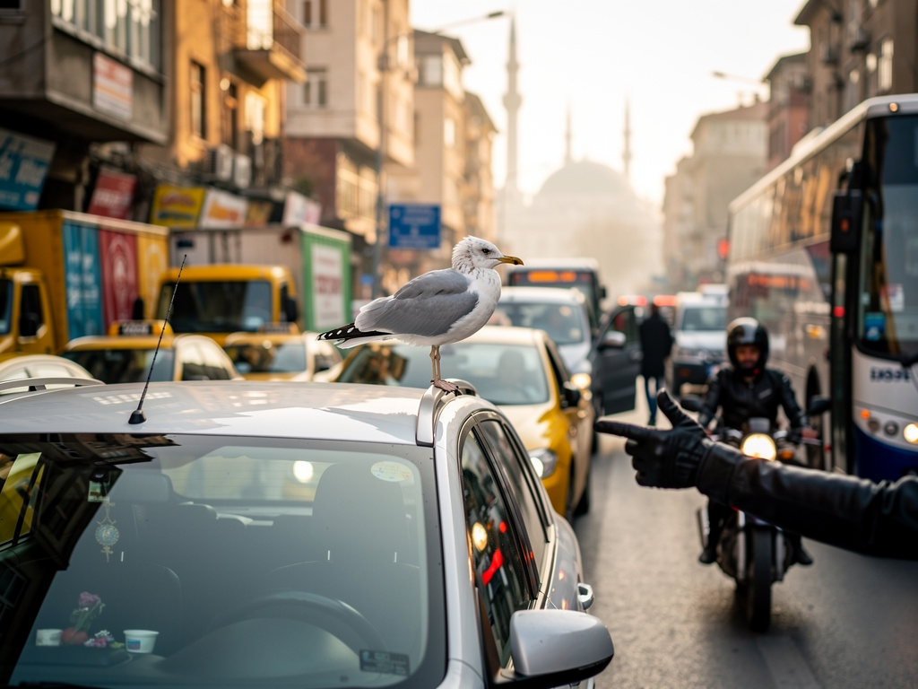 Sonrasında bir araba arkasına atlarım araç kargo kargalar vardı arkamda taksi otobüs vardı bir motor bana doğru elini uzattı.