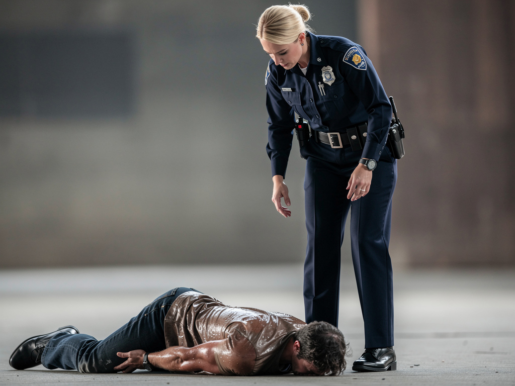 And you find him lying face down on the ground, drenched in sweat.