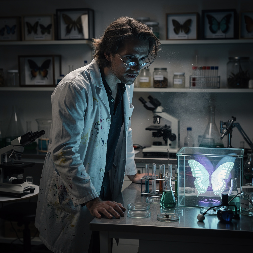 Imagine se: Nome: Lepidóptero ou Rei das Sombras 📖 História:
 
Ele era um cientista brilhante que estudava a bioluminescência