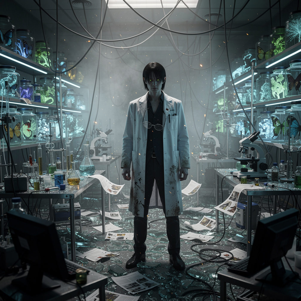 Imagine se: Nome: Lepidóptero ou Rei das Sombras 📖 História:
 
Ele era um cientista brilhante que estudava a bioluminescência