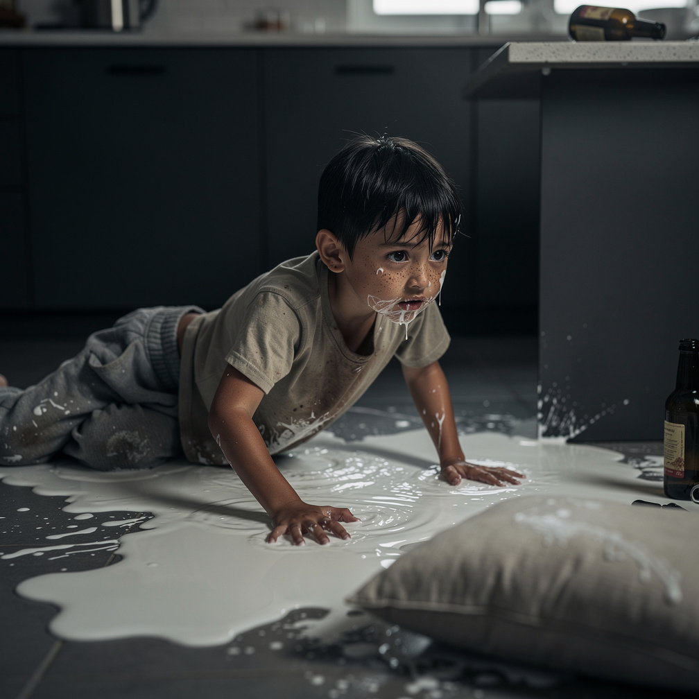 And fell in a white liquid.