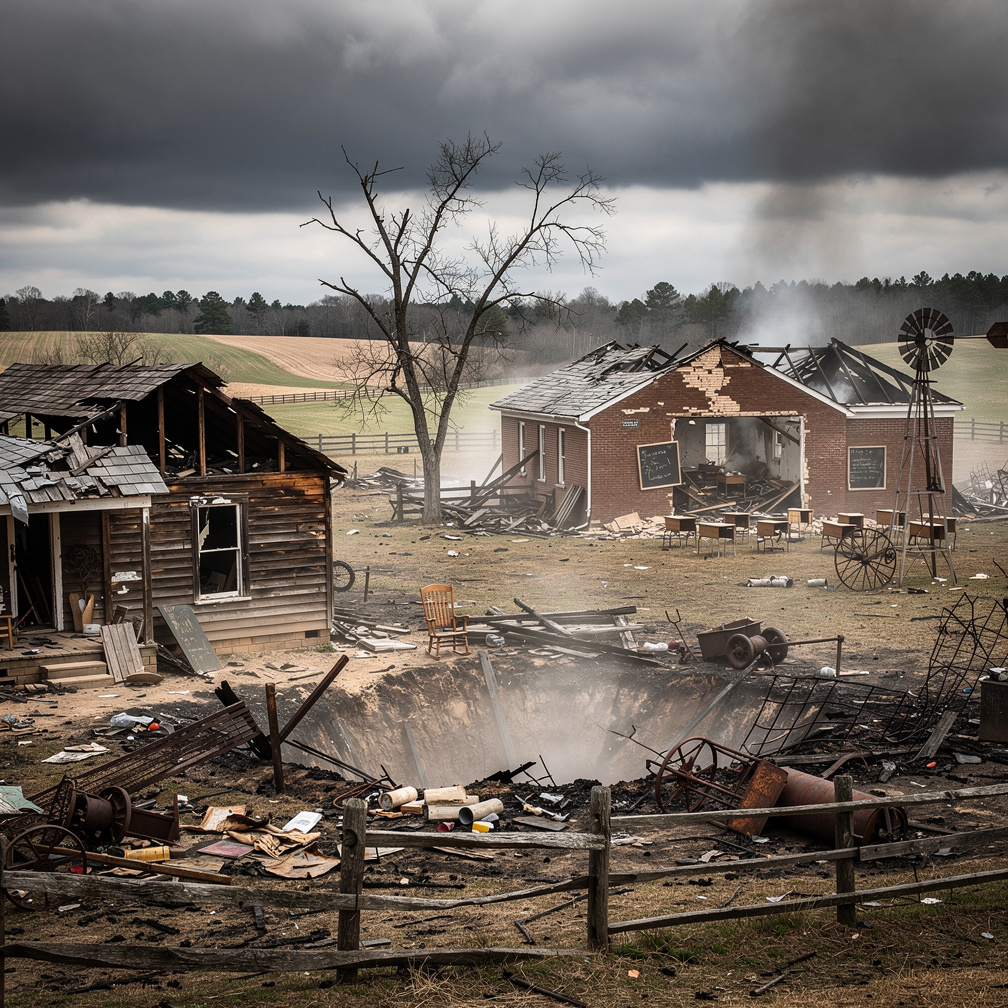 Em 1927 a explosão na fazenda e a escola da região matou a família Goldberg dona das terras que seriam construídos Winds Farm