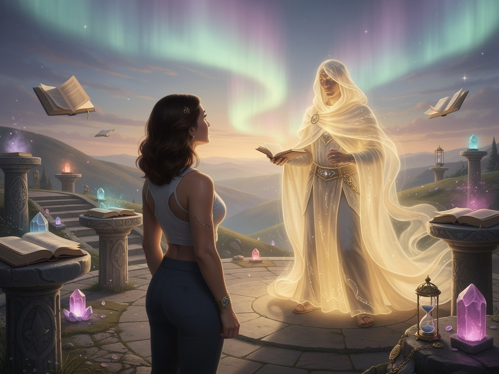 Con voce possente e saggia, il Guardiano rivolse a Eveline parole di benvenuto e le spiegò che ora lei era diventata la prota