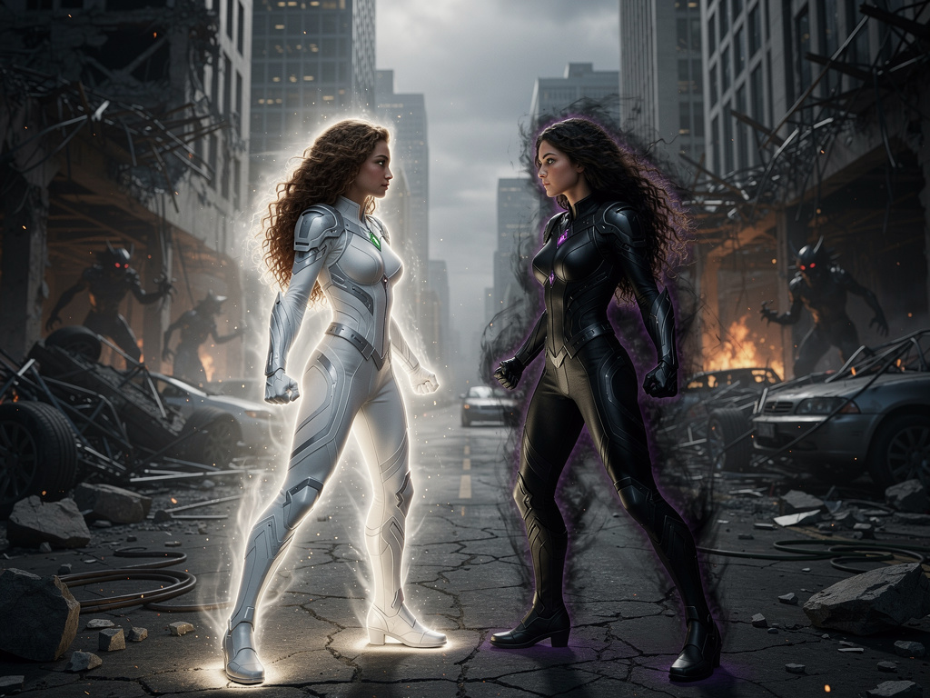 Imagine if: You have a twin sister and both of you have super powers that contradict each other, that your parents separated 