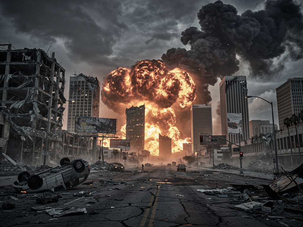 ledakan di Los Angeles.