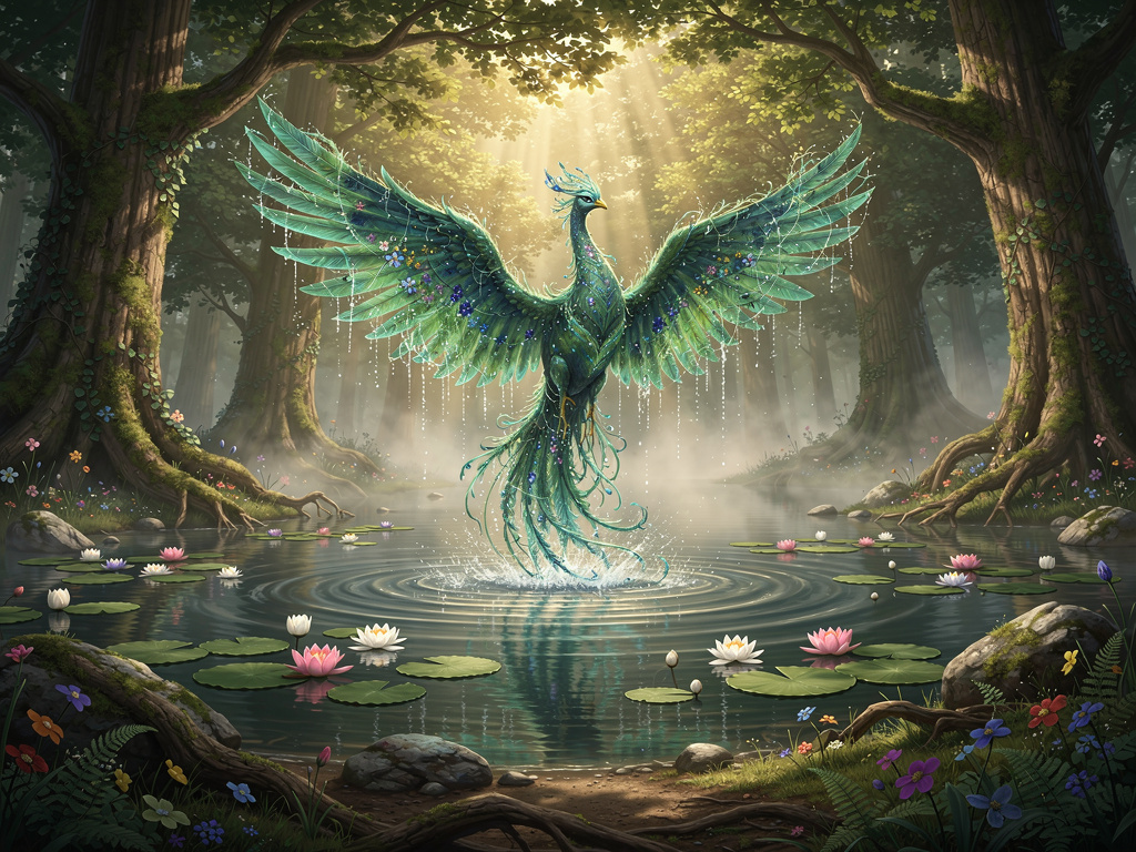 Si narrava che Vettan fosse una gigantesca fenice d’acqua, i cui piumaggi somigliavano a germogli di alghe e fiori incantati.