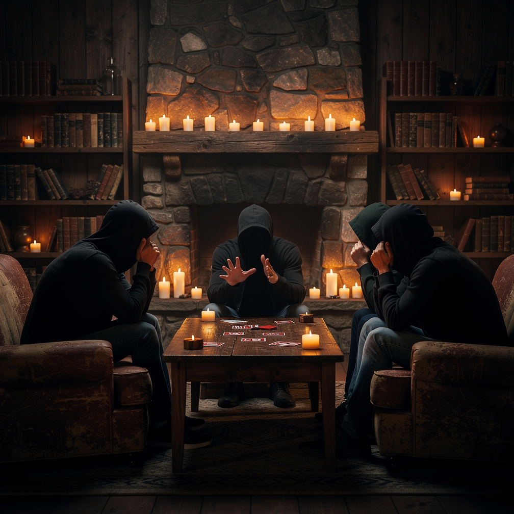 They're a family playing taboo. Nothing else to see.