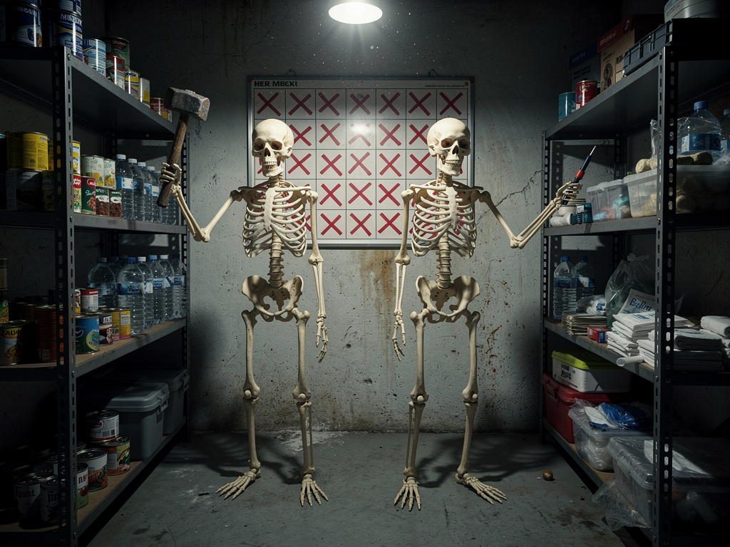 Imagine if: You and your bro have 30 days to prepare for an apocalypse (you and your bro are skeletons).