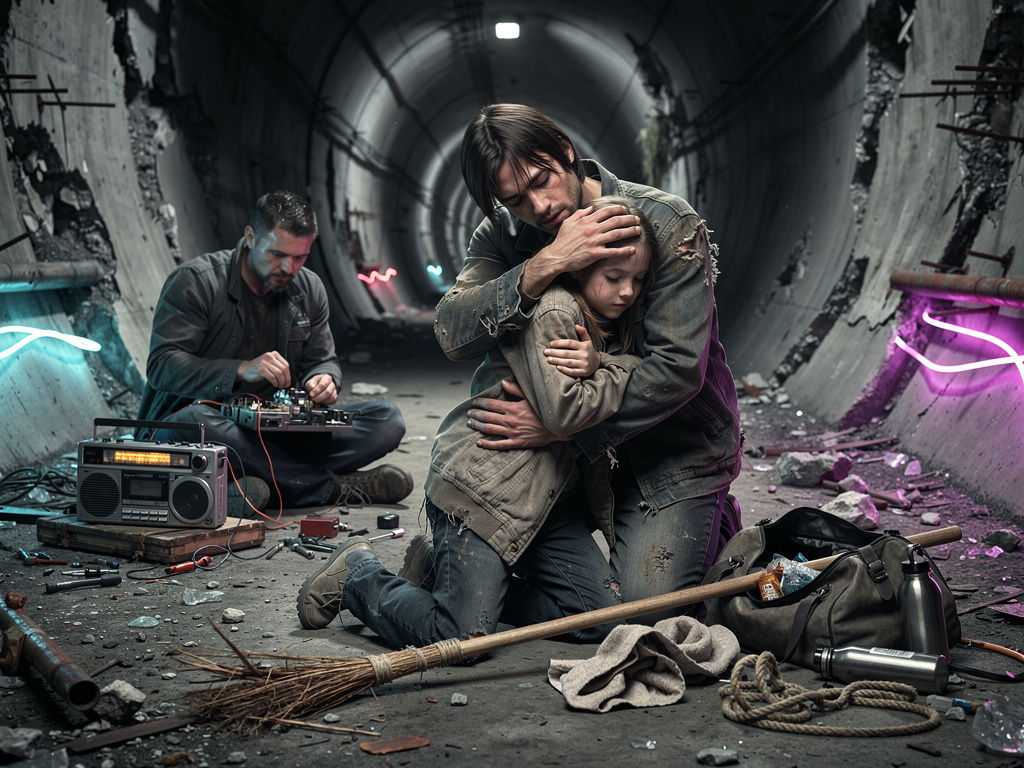 Stella cried missing her parents, Sean patted her head and hugged her tightly. Marcus picked up a car radio and modified a ra