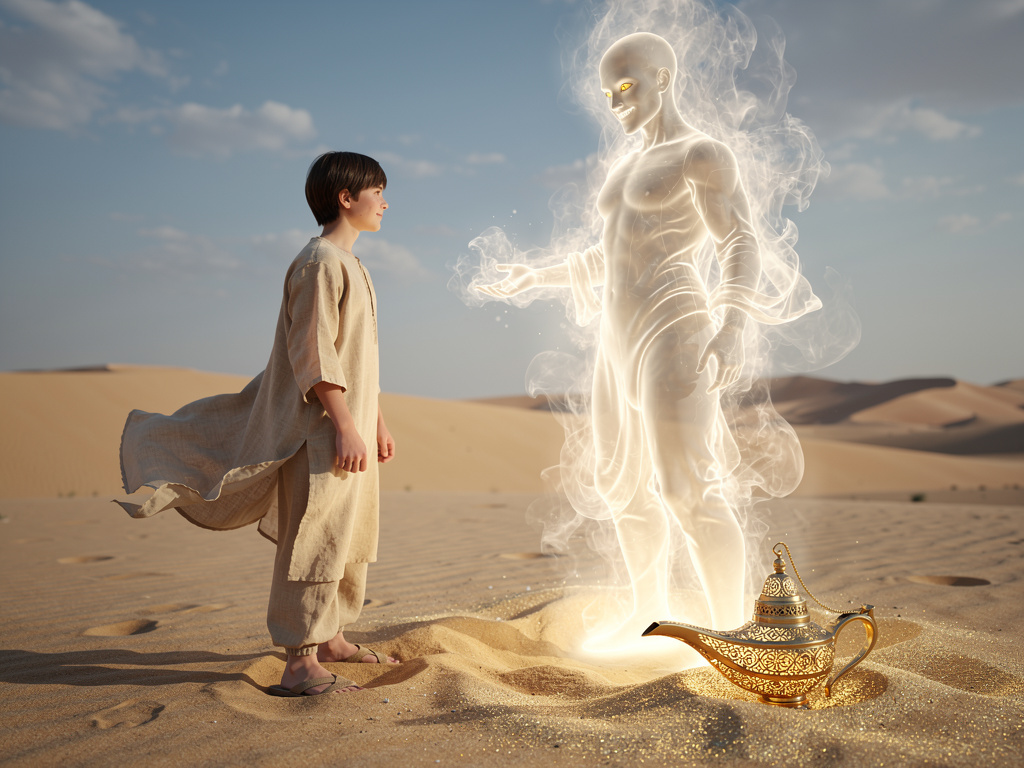 ظهر دخان كبير وظهر مارد وطلب أمنياتك