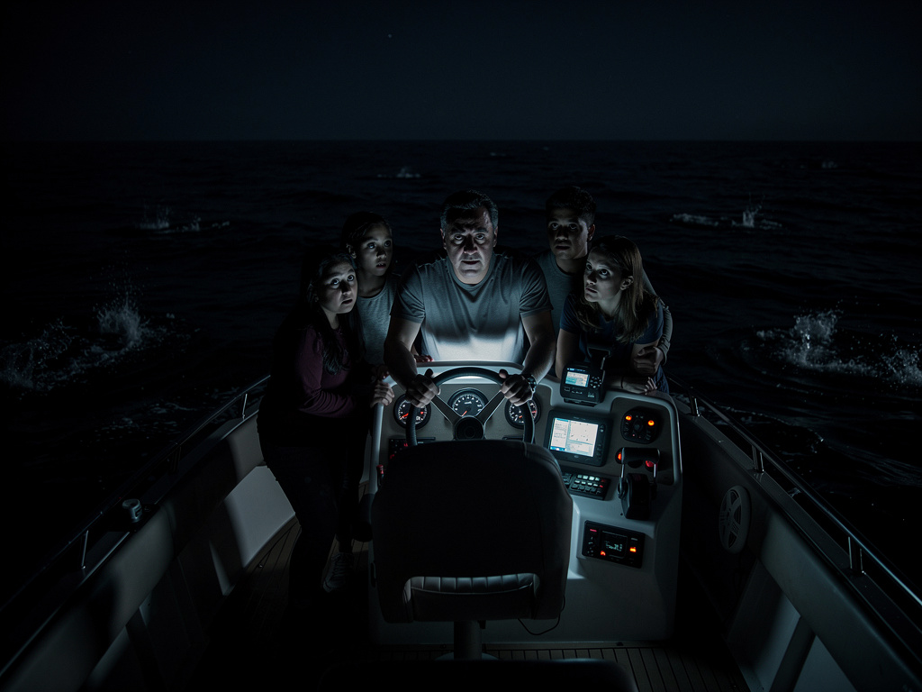 تخيل لو: كانت هاك عائلا مكونا من اربعة افراد على قارب في وسط المحيط كانو يستمتعون في وقتهم لاكن كل شيء تغير عندما حل الضلام ب