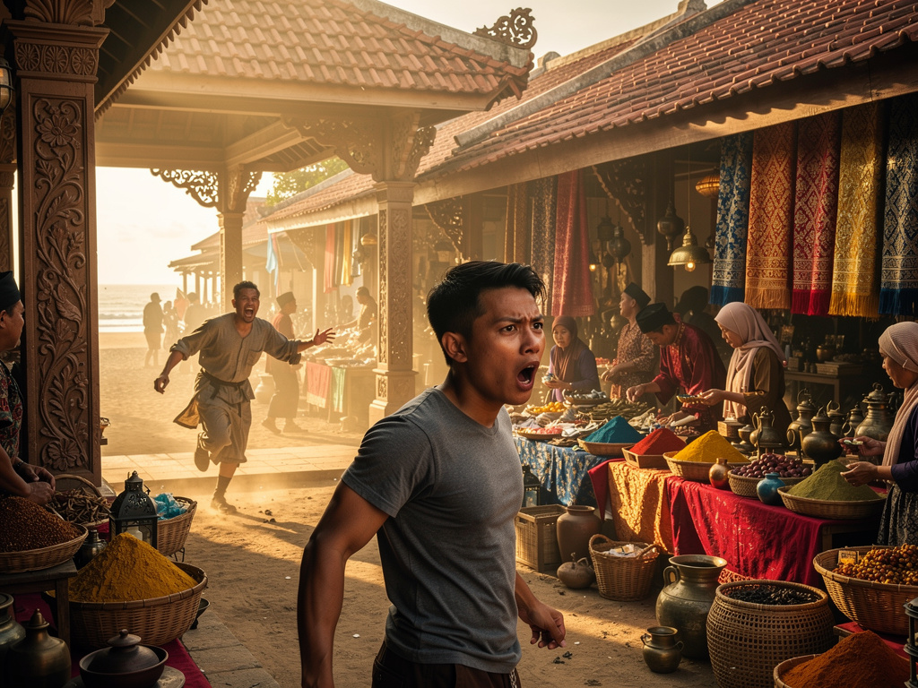 Then suddenly one man runs from nearby beach come and shouted: 'Portuguese are coming!
