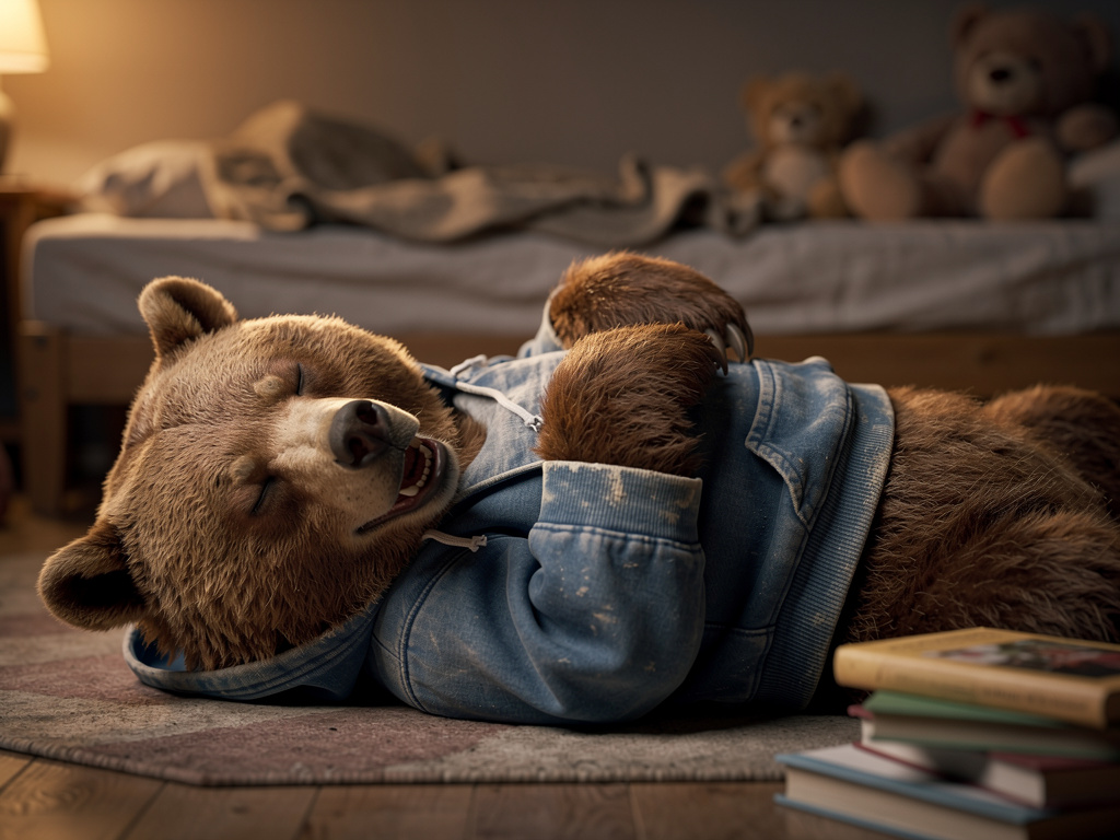 Imagine if: A idiot a anthro bear with a blue hoodie sleepinf