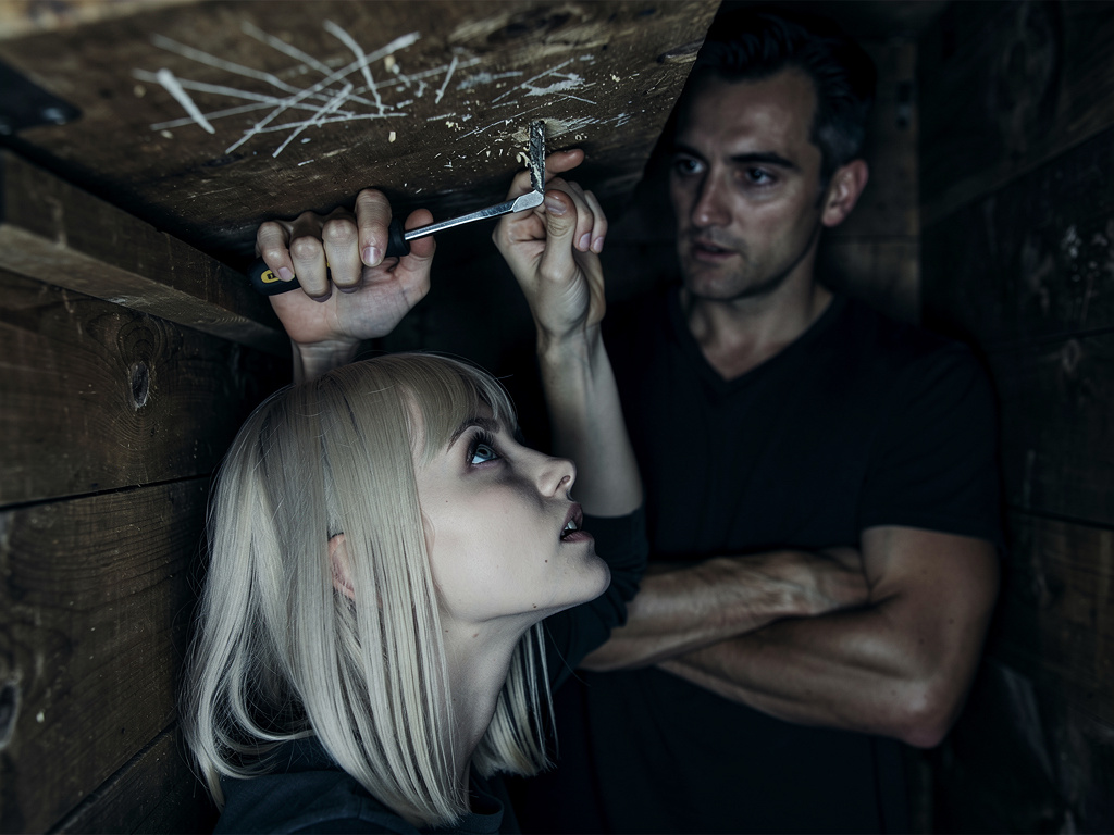 With shaking hands, I pulled it free. It was a narrow tool… a screwdriver.
Hope surged through me.
“Yes,” his voice whispered