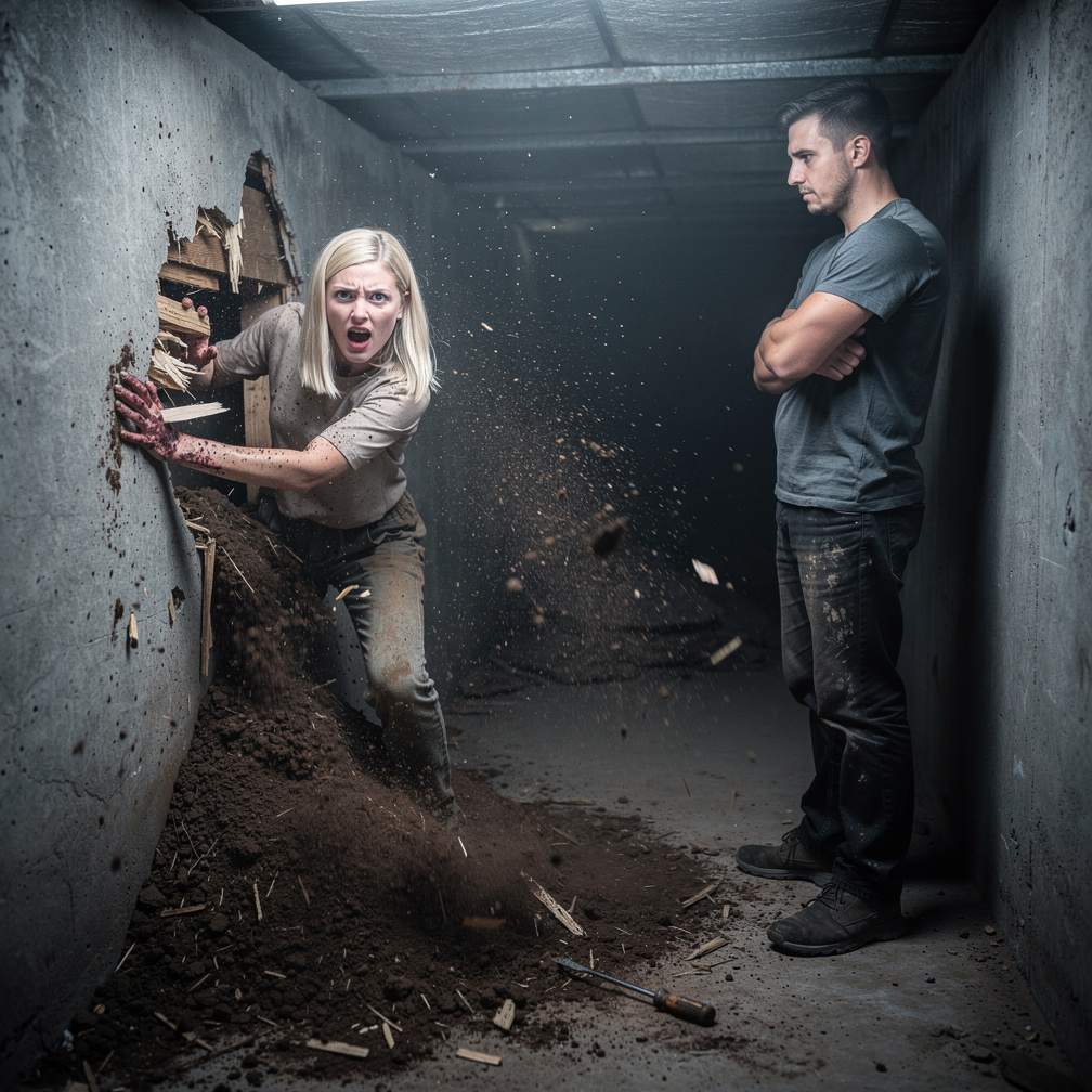 Dirt trickled in, cold and damp against my skin.
I coughed, choking as soil filled the narrow space.
“Faster,” he urged.
“I’m