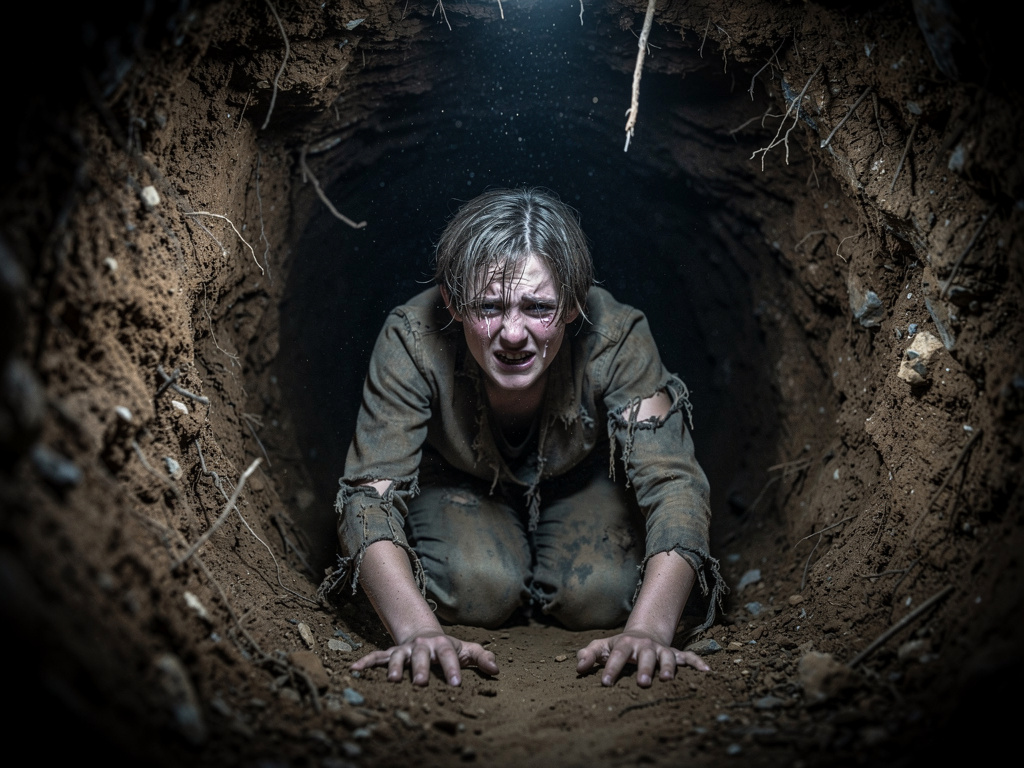 Imagine if: A pocket—empty space.
I pulled myself sideways into it, collapsing into a narrow tunnel just large enough to craw