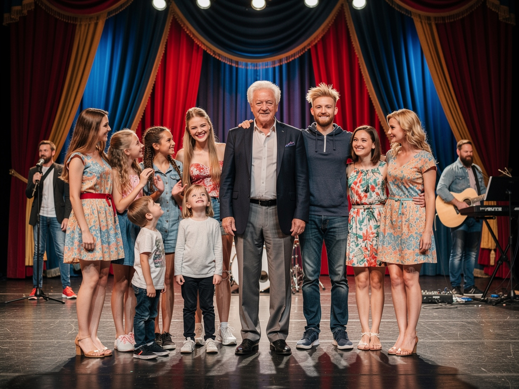 تخيل لو: فرقة مسرحية مكونة من : 
عجوز في الستينات و شاب أشقر 
و فتاتان جميلتان و مراهقة جميلة 
و ثلاثة فتيات بعمر ١٣ سنة و طف