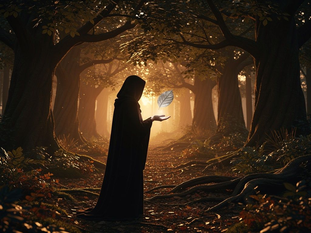 Quando li riapri, sei di nuovo al limitare della foresta. Il sole è tramontato. Eppure, nel palmo della mano stringi una fogl