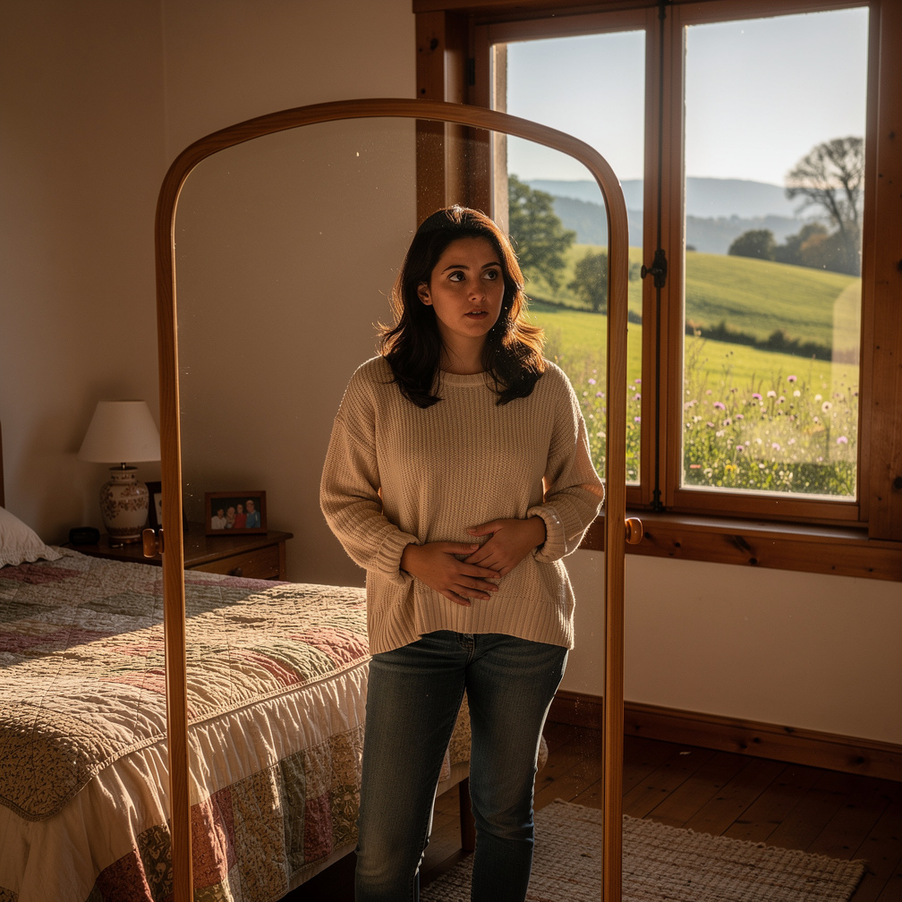 Imagine se: Faça uma história de uma adolescente grávida, desde o início da gravidez, viagem, entrando em trabalho de parto n