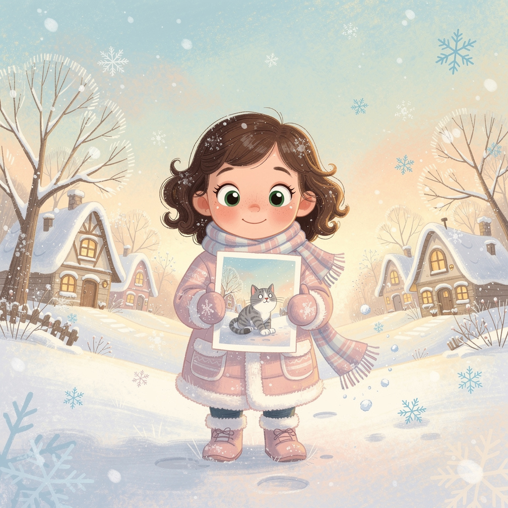 Picture of a cat in the snow.