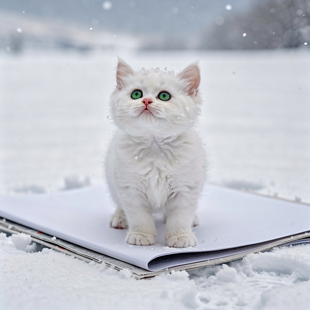 Imagine if: Front page of kitty in the cold snow.