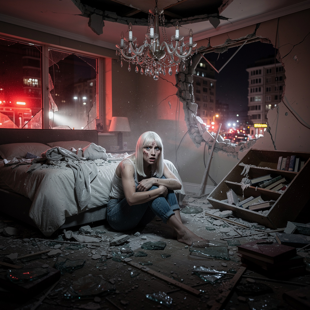 Sarsıntı durduğunda her yer zifiri karanlıktı. Havada yoğun, geniz yakan bir alçı ve beton tozu asılı kaldı. Birkaç saniye bo