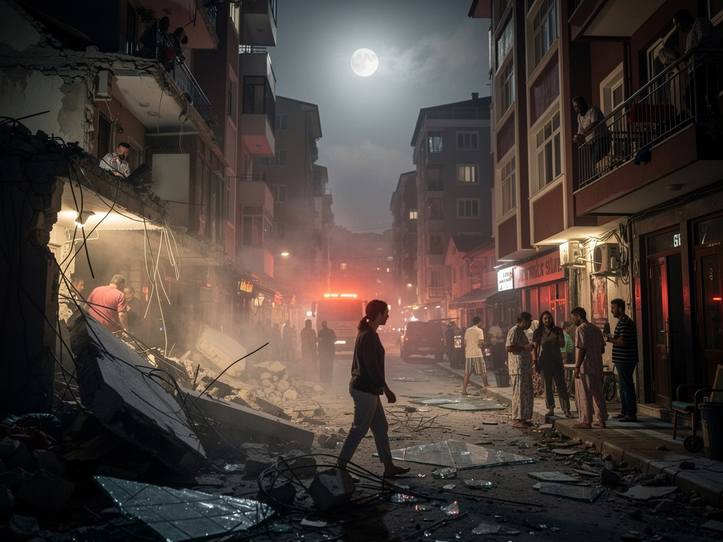 Binadan çıktığında karşılaştığın manzara tanıdığın sokak değildi. Yıkılan duvarlar yolu kapatmış, toz bulutu ay ışığını perde