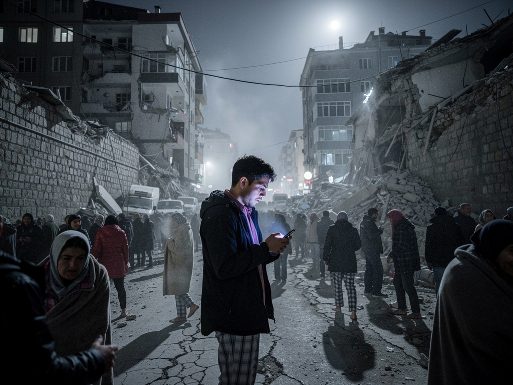 Hava buz gibiydi. Telefon hatları kilitlendiği için internet üzerinden sevdiklerine "iyiyim" mesajı atmaya çalıştın. Her artç