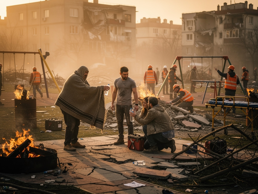 Güneş doğarken mahallenin parkında ateşler yakıldı. Hiç tanımadığın komşun sana bir battaniye uzattı, sen bir başkasına su ve