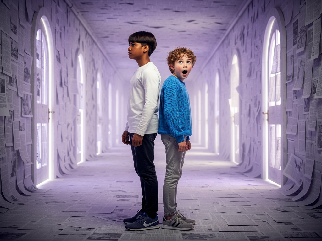 Caption: And just like that, they separated. Two best friends, walking different paths on their first day, but with the same 