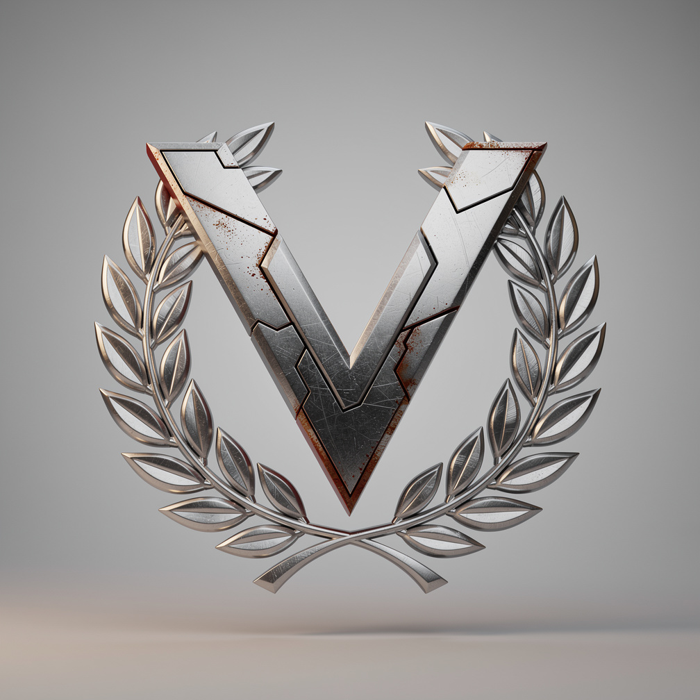 Logo etrafında bir çelenk deseni olsun ve metal rengi gümüş olsun.