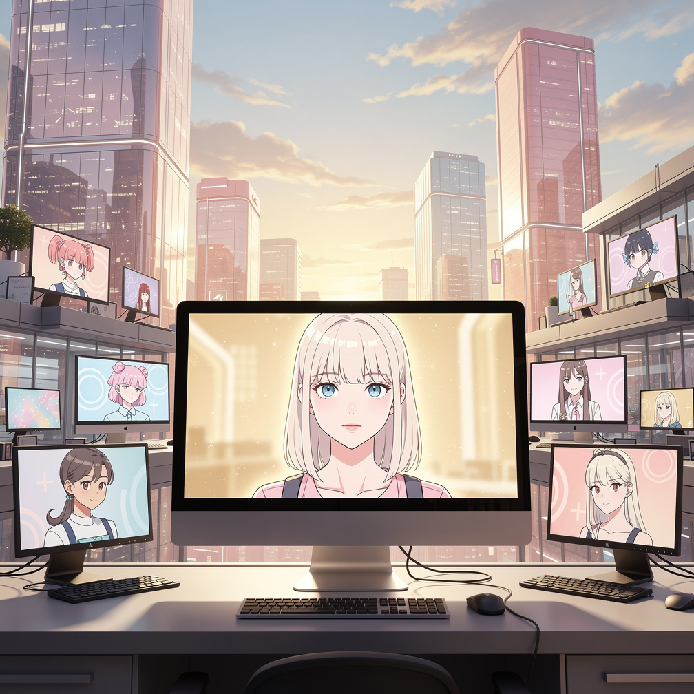 Personagens coloridos começam a surgir em telas de computador.