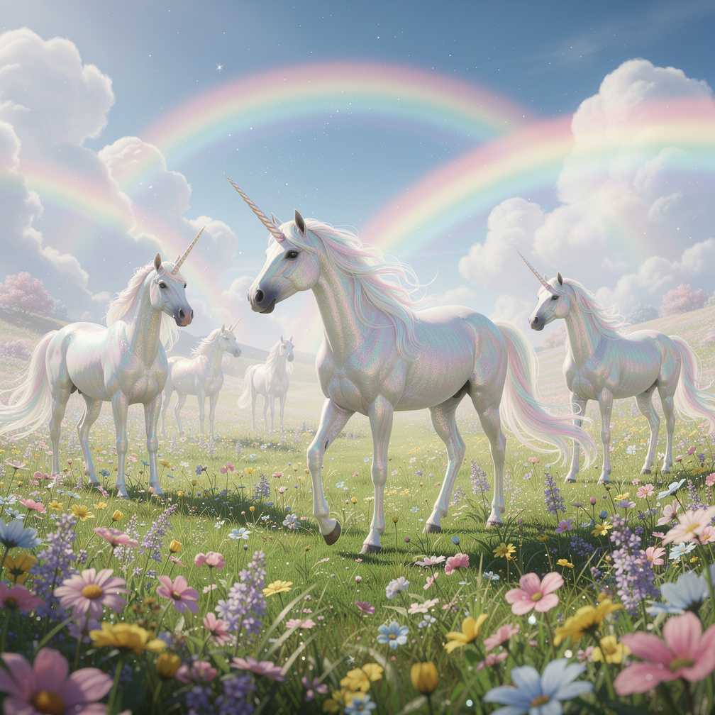 Rainbows would arch across the skies, harmonizing with the unicorns' magical hum.