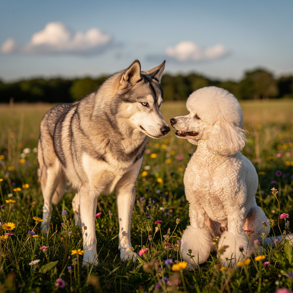 Between a husky named Max and a poodle named Luna.